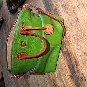 Bright Green Doony and Bourke Pebbled Leather Satchel